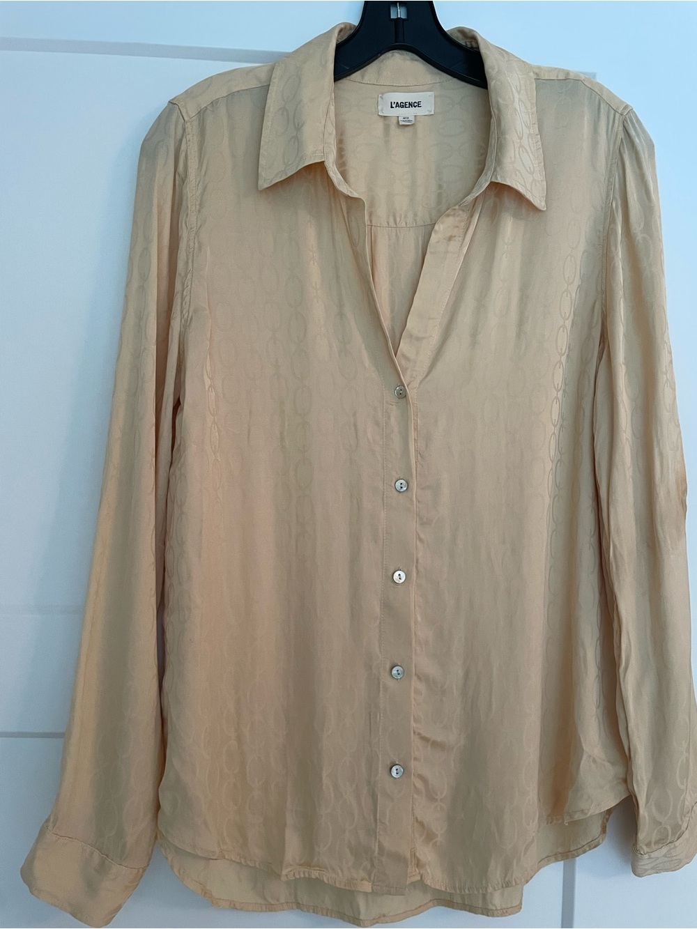 L'AGENCE Butter Yellow Horse Bit Button-Down Tyler Blouse, M